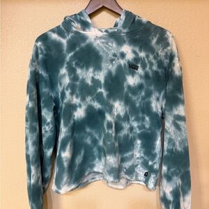 Vans Teal & White Tie-Dye Pullover Crop Hoodie